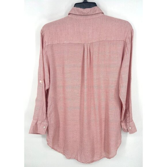 Onia Womens Striped Swim Cover Dress Size XS Red White Roll Tab Pockets - Picture 5 of 5